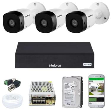 Imagem de Kit Jogo Camera Monitoramento Via App 3 Câmeras Intelbras Dvr Multi HD
