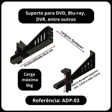 Imagem de Suporte flexivel ou rigido universal de paraede para dvd, receptores, 