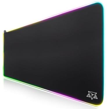 Imagem de Mousepad Gamer Led RGB 90x40 Extra Grande Adamantiun Estige preto base speed ergonômico