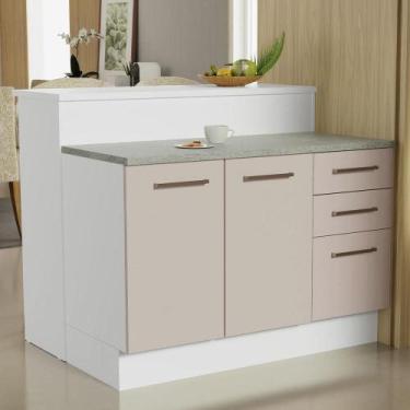 Imagem de Ilha de Cozinha com Bancada e Balcão 120 cm Branco/Crema Agata Madesa,
