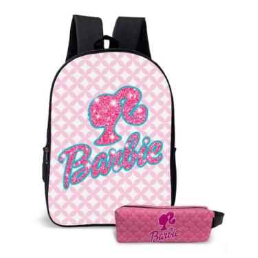 Imagem de Kit Mochila com Estojo Escolar Feminina da Barbie Para Meninas Mundo R