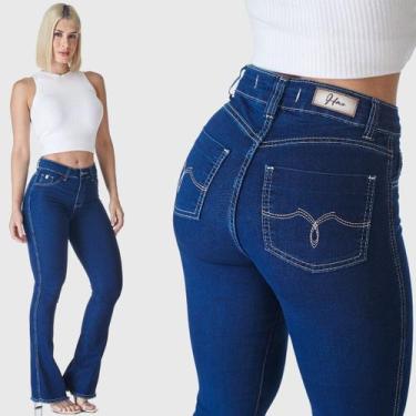 Imagem de Calça Flare HNO Jeans Petit Barra Desfiada Azul, 46