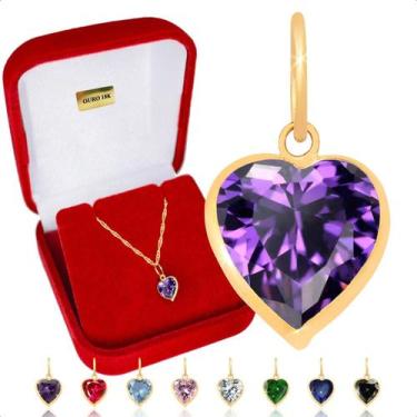 Imagem de Pingente Ouro 18k Pedra Coração 6mm - Paulistana Joias, Ametista roxa