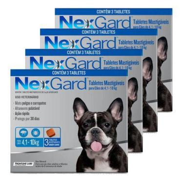 Imagem de 4 Nexgard Antipulgas 4,1 A 10kg 3 Tabletes Total 9 Tablete - Boehringe