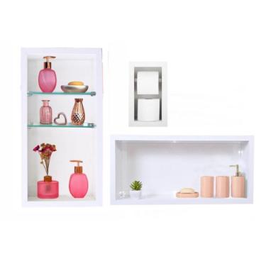 Imagem de Kit Nicho Para Banheiro + Papeleira - Vertical/horizontal 60x30x10 cm 