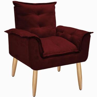 Imagem de Poltrona Mona Opala Cadeira Decorativa Pés de Madeira Tecido Suede  - 
