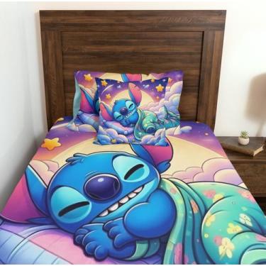 Imagem de Jogo Lençol Solteiro 3 Peças Lilo & Stitch Soninho Premium - Art Perso