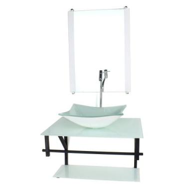 Imagem de Gabinete de vidro para banheiro 60cm ap cuba retangular  branco full c
