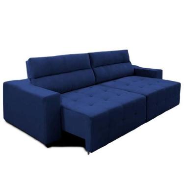 Imagem de Sofá Top Lubeck 3 Lugares 290 cm Reclinável e Retrátil Suede Azul - So