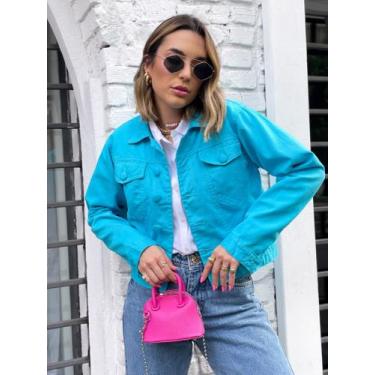 Imagem de Jaqueta Jeans Feminina Botão Encapado Tendência Da Moda - liberty.moda