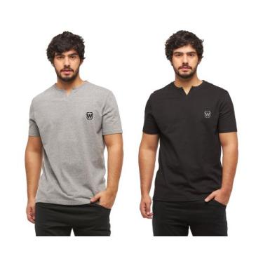 Imagem de Kit com 02 camisetas basicas wooks masculina gola portuguesa - wc3, Ci