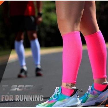 Imagem de Canelito de Compressão Corrida Bike Beach Tenis - T-SOCKS , 50, Rosa