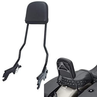 Imagem de WOWTK Encosto, Sissy Bar vertical com almofada de encosto serve para modelos Harley Davidson Softail FLDE, FLHC, FLHCS, FLSL, FXBB e FXST 2018-2023, preto brilhante