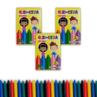 Imagem de 50 Giz de Cera Coloridos, 05 Cores, Mini Giz Infantil, Desenho Pintura, Material Escolar, Lembrancinha Crianças, Volta as Aulas