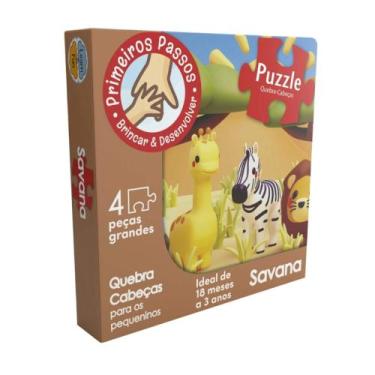 Imagem de Quebra Cabecinha para os Pequeninos Savana c/ 4 Peças Grandes Cooper F