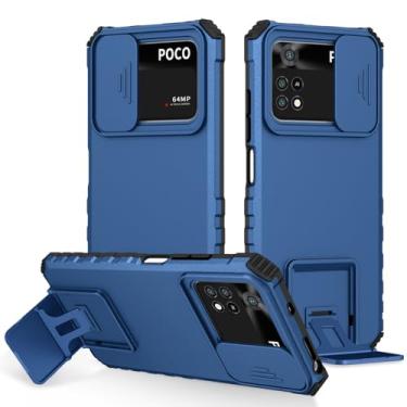 Imagem de Vokuha Capa para Poco X4 Pro 5G, capa 2201116PG com suporte para lente de câmera deslizante de grau militar, proteção à prova de choque para Xiaomi Poco X4 Pro 5G Azul