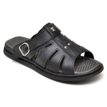 Imagem de Kit 3 Sandálias Chinelas Masculinas Ant. Stress Couro Ortopédica - Rub