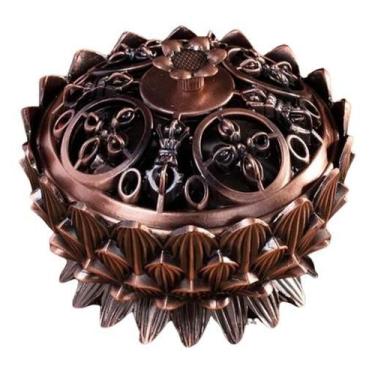 Imagem de Incensário Oriental Flor De Lótus Em Metal Turíbulo Sacro Defumador, C