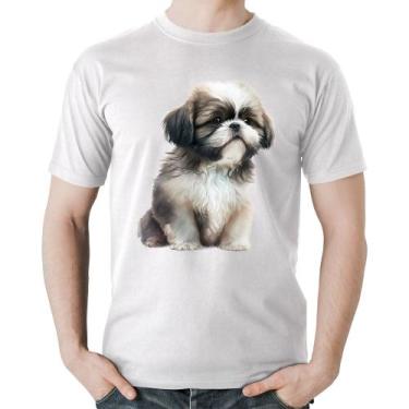 Imagem de Camiseta Algodão Cachorro Shih Tzu Filhote - Foca na Moda, Branco, G