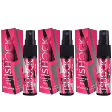 Imagem de Kit 3 Óleo Spray Shock Plus morango Sofisticatto Prazer Massagem