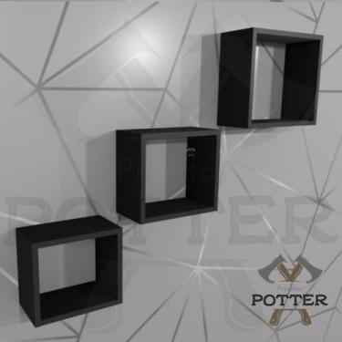 Imagem de Nichos Quadrado Mdf Para Quarto de Bebe e Decoração kit com 3 - Potter