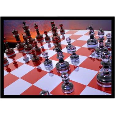 Imagem de Quadro Decorativo Xadrez Tabuleiro Jogos Com Moldura RC018 - Vital Pri