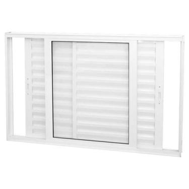Imagem de Janela Veneziana em Alumínio Branco 100x200x10 cm 3 Folhas Móveis VFM 