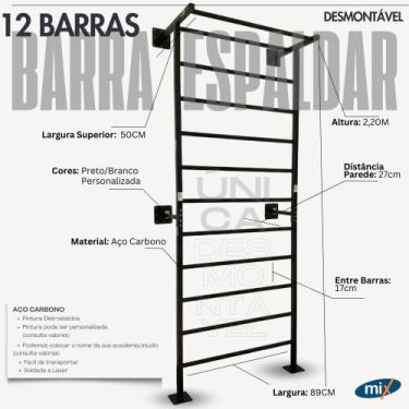 Imagem de Espaldar De Ferro Exercitador Esportes 12 Barra Ling Alongamento - Mix