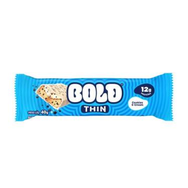 Imagem de Barra de Proteína Bold Thin Sabor Cookies & Cream com 12g de Proteína 