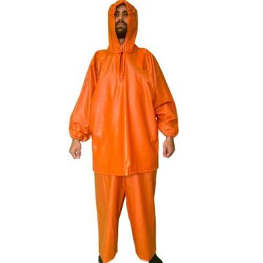 Imagem de Conjunto de Capa de Chuva Laranja e Jardineira Casaco Impermeável Prof