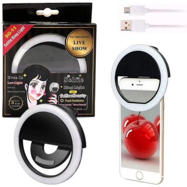 Imagem de Luz Selfie Led Flash Celular Universal 3 Regulagem  Preto - BC BORA CO