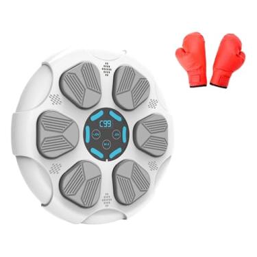 Imagem de UGPLM Máquina de boxe de música eletrônica, alvo de parede de boxe de música, luz RGB, almofada de boxe inteligente para treinamento de taekwondo e karatê, Luvas Brancas para Criança