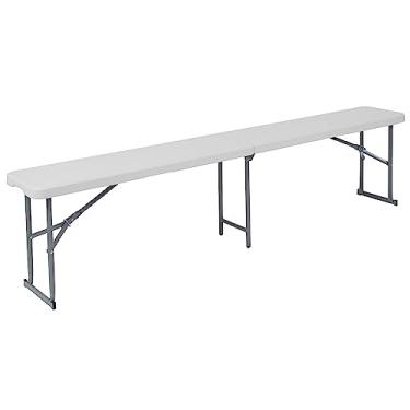 Imagem de Flash Furniture Banco de plástico branco de granito de duas dobras de 25 cm L x 71 cm C com alça de transporte