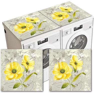 Imagem de Capa floral simples para lavadora de roupas e secadora, geladeira, secador de pó, capas à prova de poeira, forno, café, capa de mesa, estilo boêmio, tapete multiuso 1 peça (flor em aquarela, 59,9 cm x