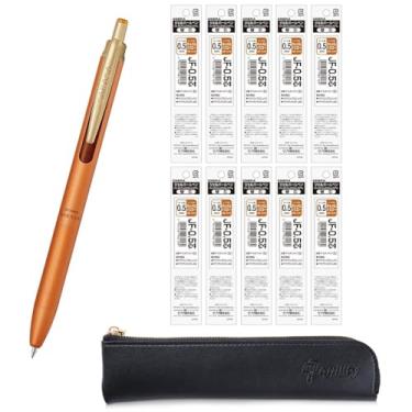 Imagem de QULLITY ZEBRA SARASA GRAND Caneta esferográfica de gel 0,5 mm amarelo camelo + 10 recargas, capa fina preta original