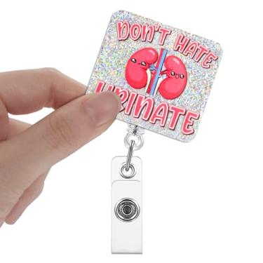 Imagem de Xipromi Don't Hate Urinate Badge Reels retrátil com clipe, suporte de crachá de rins engraçados para urologia, urologista, diálise, técnica, nefrologia, médico, enfermeira, trabalhador de consultório