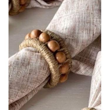 Imagem de Porta Guardanapo Duplo com Esfera de Madeira Carvalho, Conjunto de 6