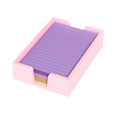 Imagem de WINFFOR Dispensador de bloco de notas de acrílico – 10 x 15 cm, organizador de bloco de notas autoadesivo, acessórios de mesa de escritório, material escolar, rosa-claro
