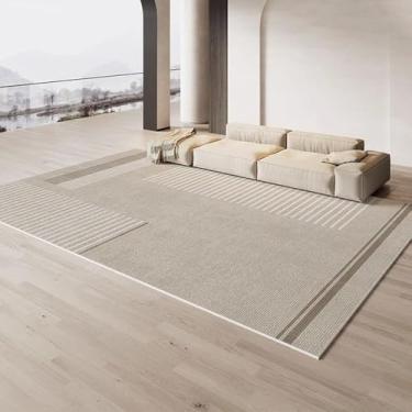Imagem de Listrado Creme Carpete Bege Marrom Decoração Sala de Estar Tapetes Luxo Minimalista Tapetes Fácil Limpeza Conforto Quarto Tapetes, YHT142, A, 160x230cm