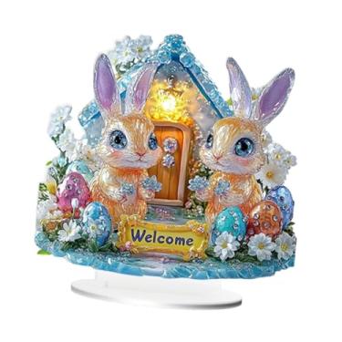 Imagem de Tachiuwa Acrílico coelhinhos de páscoa decoração de páscoa diy ornamento atraente display de mesa 2d sinal plano para lareira canto casa, 20.6 Cm X 20 Cm