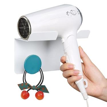 Imagem de BeiLeiNiceHK Suporte para Secador de Cabelo Montado Na Parede, Suporte para Secador de Cabelo Dyson com Adesivo e Perfuração, Organizador de Armazenamento de Secador de Cabelo Fofo (7"× 3,66" × 75")