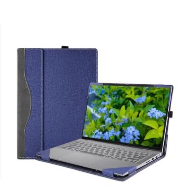 Imagem de Capa de laptop para Lenovo IdeaPad 5 de 14 polegadas 2 em 1 14Q8X9 14AHP9 14IRH9 14IRU9 manga, bolsa protetora de couro PU acessórios para notebook PC (azul escuro)