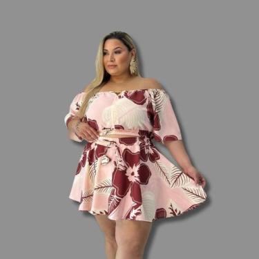 Imagem de Conjunto Plus Size Cropped Ciganinha + Short Saia Rodada 0563 - Belluc