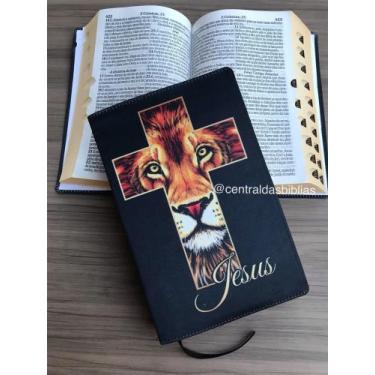 Imagem de Bíblia leão Cruz j Letra Hiper gigante com Harpa avivada e corinhos - 