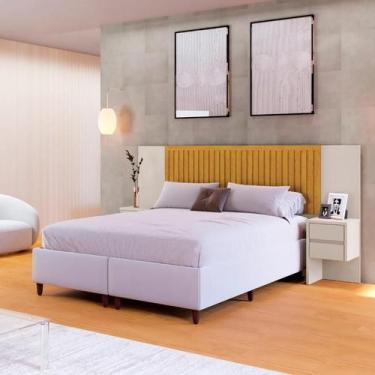 Imagem de Cabeceira Florida Com Painel Ripado Para Cama Box Casal Queen e King R