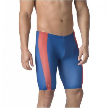 Imagem de Bermuda de natação elite azul e marsala kauna swim, GG