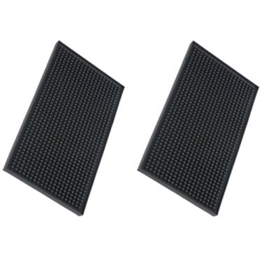 Imagem de XieNie Tapetes De Bar 2 Peças 6" X 12" Pequeno Preto, Tapete De Café De Bancada Para Bar Em Casa, Tapete De Serviço Contra Derramamento Para Barman De Coquetéis, Tapete De Secagem De Pratos De Copos
