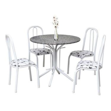 Imagem de Mesa De Jantar C/ 4 Cadeiras Granito Red Monaco. Aço Branca - Quality