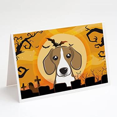 Imagem de Caroline's Treasures BB1797GCA7P Cartões de felicitações Beagle de Halloween e envelopes, pacote com 8, 7 x 5, multicolorido