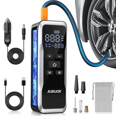 Imagem de JUSUOX Compressor de ar portátil para inflador de pneu, inflador de pneu portátil de 150 PSI para carro, bomba de ar recarregável com luz LED, para carro, bicicleta, bola, motocicleta, acessórios de